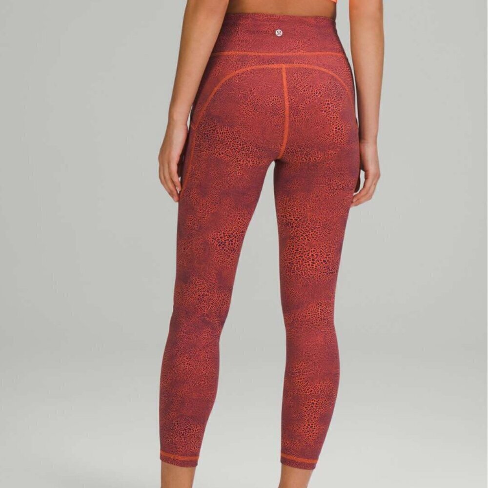 Lululemon Invigorate High-Rise Tight 25" Crackle Glaze Vintage Orange Larkspur - Picture 6 of 6